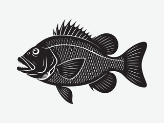 Fototapeta premium Snapper fish, big bass fish design art silhouette sector, Snapper turning action silhouette vector illustration