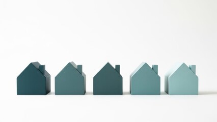 Real Estate Market Dynamics A Row of Gradient Miniature Houses