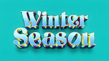 Winter season text on colorful background with 3d effect and shadow