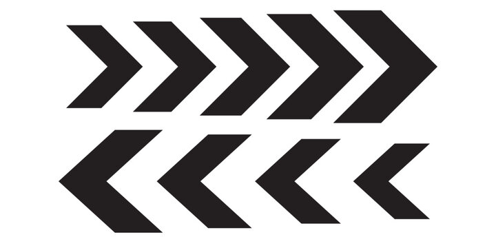 dynamic moving arrow symbol. Pointing right chevron arrow different style. speed direction signs. directional arrows symbol.