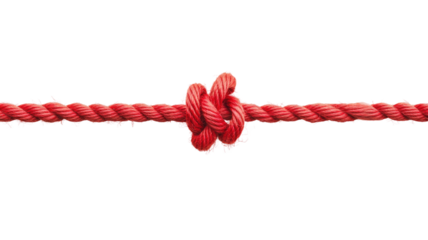 Red string rope coiled flexible cord textile fiber binding material macro texture studio isolated on white background

