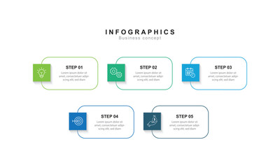 5 steps infographic template with 5 options. presentation design template Editable Vector illustration on white background.