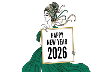 New year 2026 elegant woman illustration