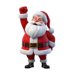 Joyful Santa Claus Character with Raised Fist in Celebration