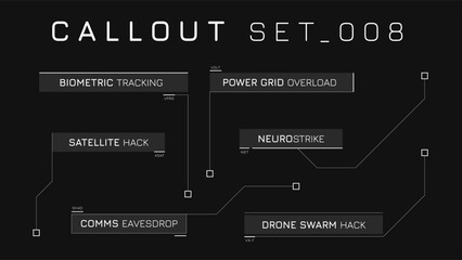 Callout Hud Pack Of White Outline Panels On Dark Backdrop