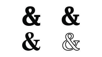 Four variations of the ampersand symbol displayed in black and white tones