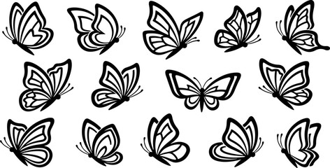 Butterfly Silhouette SVG Bundle &ndash; Minimal Outline Butterfly Clipart for Cricut & Laser Cut