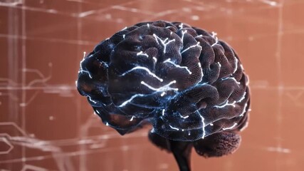 Digital representation of a human brain with glowing neural network connections - Powered by Adobe