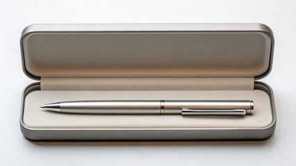 Stylish silver pen in an elegant case, showcasing luxury and sophistication.