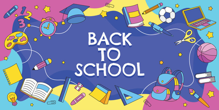 Hand drawn back to school poster template vector illustration - Powered by Adobe