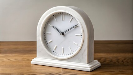 Stylish marble clock with an elegant design and classic look, resting on a wooden surface.