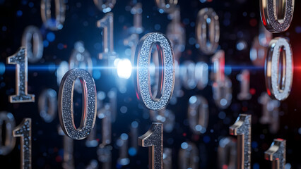 Close up of old computer technology macro shot showing the number zero on a metal circuit board