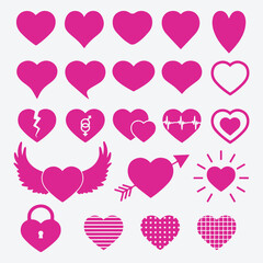 Modern Heart Symbol Icon Set