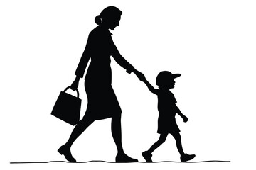 Naklejka premium Silhouettes of people including a couple and a woman in a simple vector style