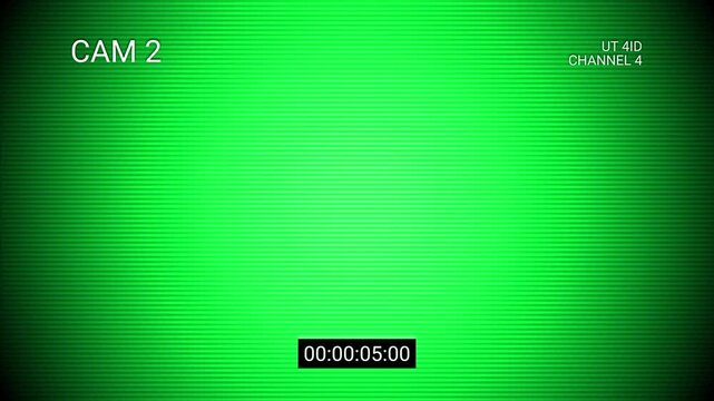 Cctv camera overlay on green security screen with time code and channel id. Suitable for security monitoring system concepts. Ideal for technology projects.