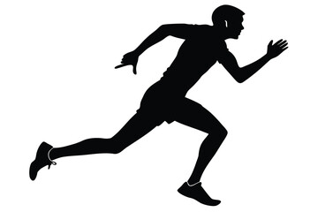 Silhouettes of male and female runners in motion during athletic training