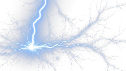 a blue lightning bolt in the dark sky