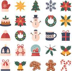 Christmas Icons And Elements Collection With Snow Globe And Bells holiday winter