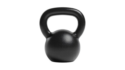 Black kettlebell weight with handle on white background for fitness and exercise routines