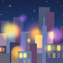 Fototapeta premium Colorful cityscape at night with vibrant lights and buildings