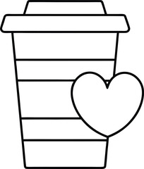 love coffee outline vector illustration on transparent background