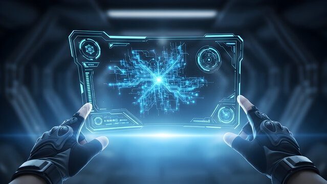 Innovative computer technologies in the internet concept showing a businessman's finger touching a virtual global communication screen interface - Powered by Adobe