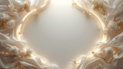 Elegant Abstract Frame with Golden Accents and Soft White Background.
