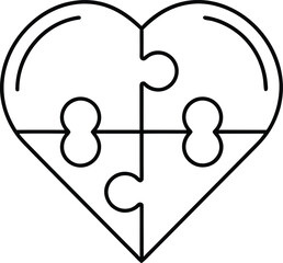 love puzzle piece outline vector illustration on transparent background