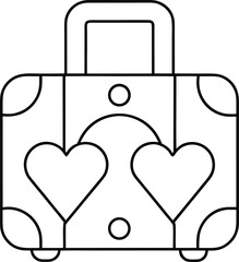 love suitcase outline vector illustration on transparent background