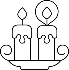 romantic candle outline vector illustration on transparent background