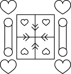 romantic plan outline vector illustration on transparent background