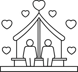 romantic time outline vector illustration on transparent background