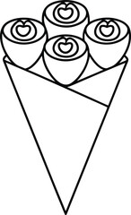 rose bouquet outline vector illustration on transparent background
