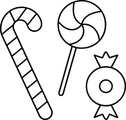 sweet candy outline vector illustration on transparent background