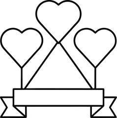 valentine label outline vector illustration on transparent background