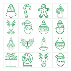 Christmas Line Icon Set with Holiday Symbols and Winter ElementsChristmas Line Icon Set with Holiday Symbols and Winter Elements