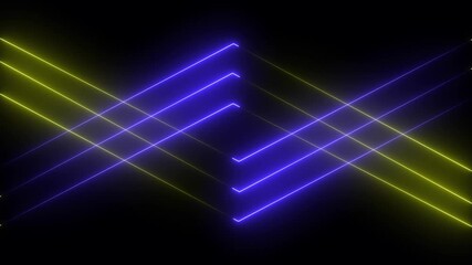 Intersecting Neon Blue and Yellow Lines Forming Diamond Shapes on Black Background image photo