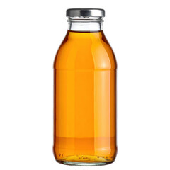 Glass bottle of apple juice uncapped