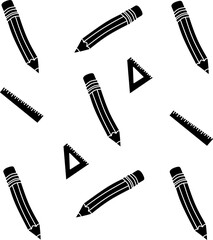 Seamless school supplies pattern with bent pencil