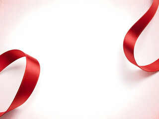 Elegant Red Satin Ribbon on White Background: Festive Holiday Gift Wrap Design
