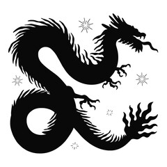 Silhouettes Flat Illustration, dragon silhouette for the Chinese New Year