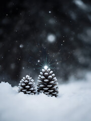 Winter Pinecones and Snow: Festive Christmas Forest Decoration with Sparkle and Frost