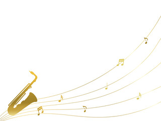 サックスと五線譜のイラスト