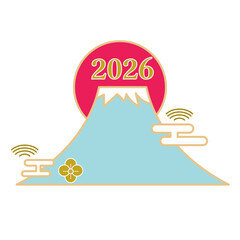 2026年の富士山。ベクターイラスト
