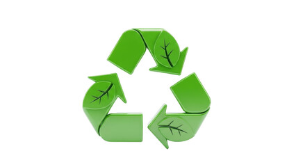 Obraz premium Green Eco Friendly 3D Recycle Icon, Sustainability, isolated on white background