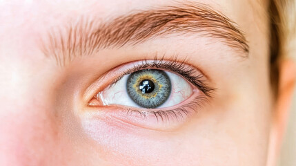Obraz premium Close up blue eye with detailed iris and gentle expression