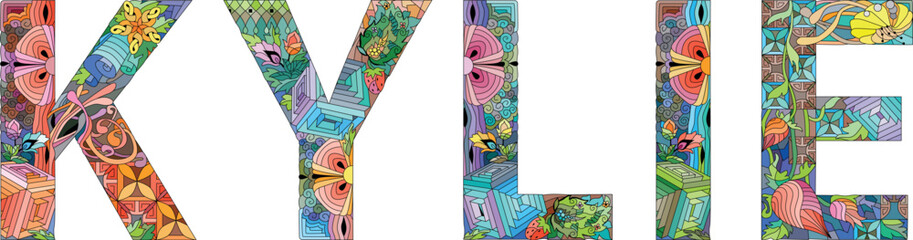 Female name KYLIE. Vector decorative object