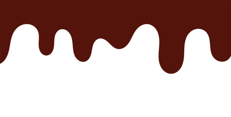 Obraz premium Melted chocolate vector illustration. Flowing liquid chocolate isolated on white background. Chocolate splash and drip concept.