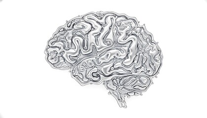 liquid metal brain concept representing intelligence creativity and futuristic technology design