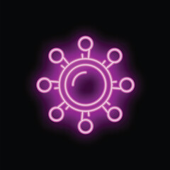 Bright purple neon style virus icon glowing on a dark background